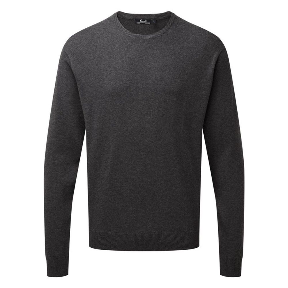 Premier Adults Unisex Cotton Rich Crew Neck Sweater / Charcoal